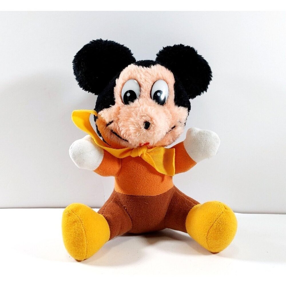 Vintage Disney Mickeys  Christmas Carol Stuffed Plush 7" Tiny Tim Mickey Mouse